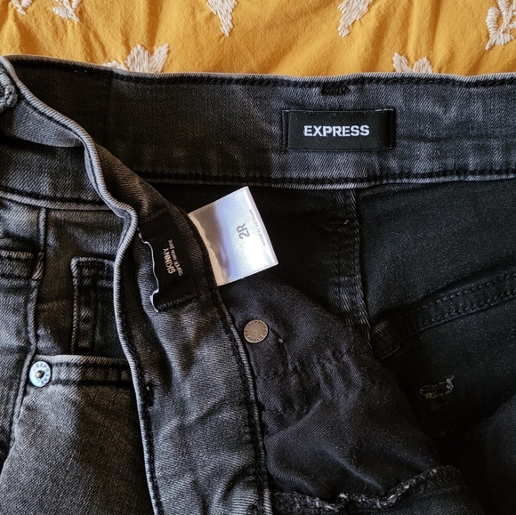 Black Distressed High Rise Skinny Jeans, Express 2 R - Picture 4 of 5